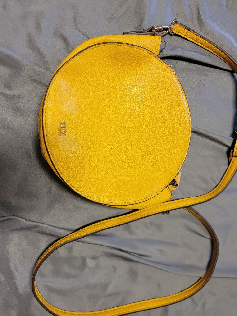Collection XIIX Mustard Yellow Round Faux Leather Crossbody Bag